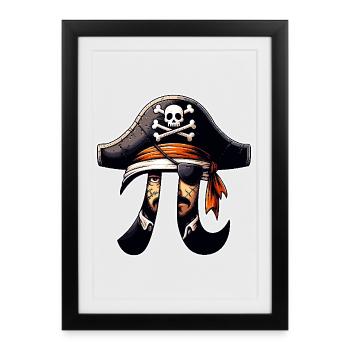 Pirate Pi Day Pirate Motif Fans de mathématiques Enseignant - Affiche encadrée (27 × 37 cm) - noir - Devant