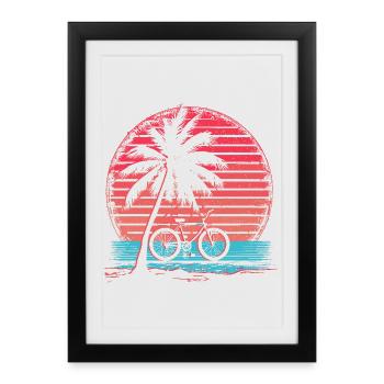 Fahrrad Synthwave - Gerahmtes Poster (27 × 37 cm) - Schwarz - Vorne