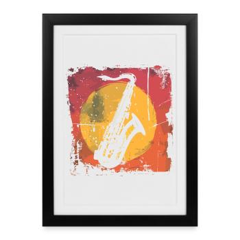 Saxophone Vaporwave - Affiche encadrée (27 × 37 cm) - noir - Devant