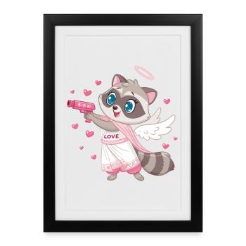 Cupidon Ange Laveur aux Ailes - Affiche encadrée (27 × 37 cm) - noir - Devant