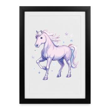 Cheval avec des étoiles - Affiche encadrée (27 × 37 cm) - noir - Devant