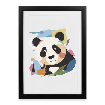 Panda heureux dans un look de collage moderne - Affiche encadrée (27 × 37 cm) - noir - Devant