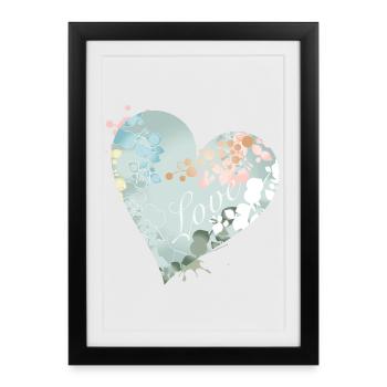Soft heart motif in pastel shades with love - Framed poster (27 × 37 cm) - black - Front