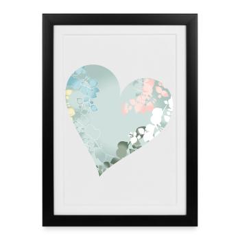 Pastel heart with floral pattern - Framed poster (27 × 37 cm) - black - Front