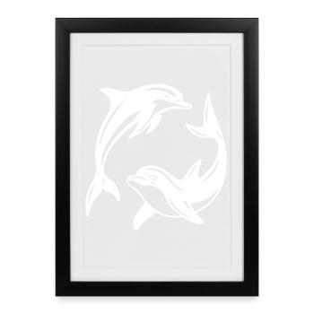 Conception de la silhouette des dauphins tourbillonnants - Affiche encadrée (27 × 37 cm) - noir - Devant