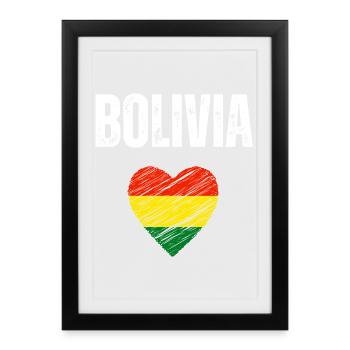 I love Bolivia, flag of Bolivia - Framed poster (27 × 37 cm) - black - Front