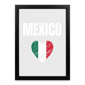 J’aime le Mexique, drapeau du Mexique - Affiche encadrée (27 × 37 cm) - noir - Devant