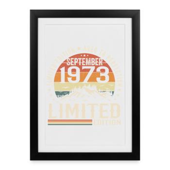 Cadeau Anniversaire Septembre 1973, September 1973 - Affiche encadrée (27 × 37 cm) - noir - Devant
