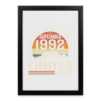 September 1992, September 1992 Birthday Gift - Framed poster (27 × 37 cm) - black - Front