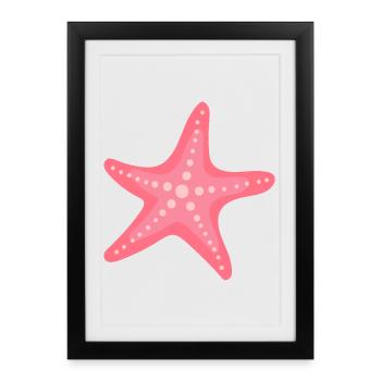 Étoile de Mer Rose Pastel – Motif Marin Épuré - Affiche encadrée (27 × 37 cm) - noir - Devant