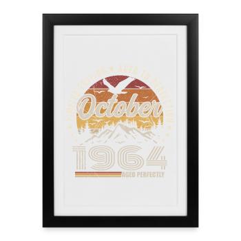 Octobre 1964 Cadeau Anniversaire - Octobre 1964 - Affiche encadrée (27 × 37 cm) - noir - Devant