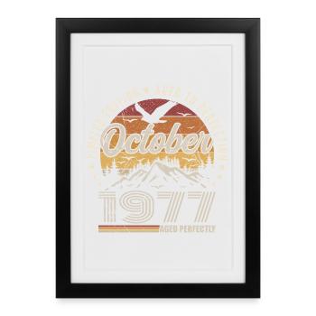 Octobre 1977 Cadeau Anniversaire - Octobre 1977 - Affiche encadrée (27 × 37 cm) - noir - Devant