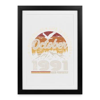 Octobre 1991 Cadeau Anniversaire - Octobre 1991 - Affiche encadrée (27 × 37 cm) - noir - Devant