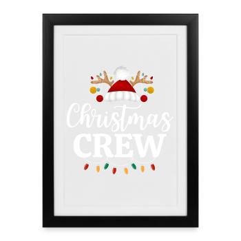 christmas crew, Festive Reindeer Santa Hat Design - Framed poster (27 × 37 cm) - black - Front