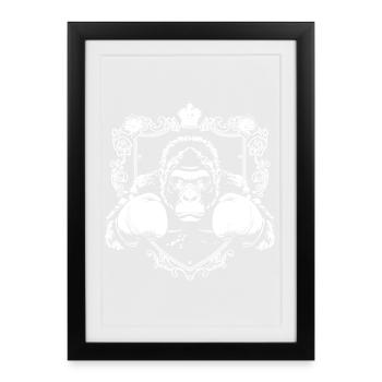 Gorille fort avec des gants de combat - Affiche encadrée (27 × 37 cm) - noir - Devant