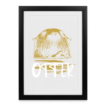 Illustration loutre calligraphie moderne - Affiche encadrée (27 × 37 cm) - noir - Devant