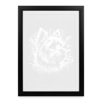 Yorkshire Terrier as Graffiti Street Art - Framed poster (27 × 37 cm) - black - Front