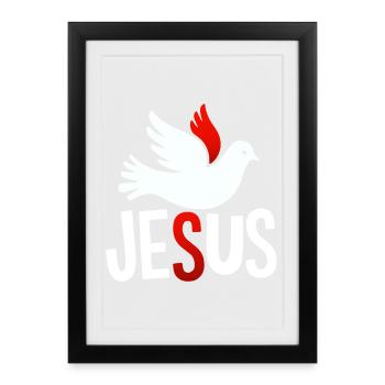 Colombe de la Paix Jésus - Affiche encadrée (27 × 37 cm) - noir - Devant