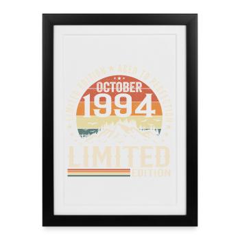 Né en octobre 1994 - cadeau millésime Octobre 1994 - Affiche encadrée (27 × 37 cm) - noir - Devant