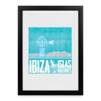Conception des moulins à vent d’Ibiza - Affiche encadrée (27 × 37 cm) - noir - Devant