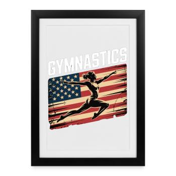 American Gymnastics Flag Jump - Framed poster (27 × 37 cm) - black - Front