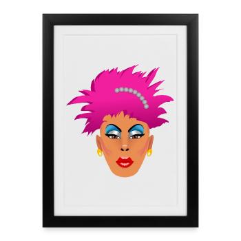 Drag Queen rose - Affiche encadrée (27 × 37 cm) - noir - Devant