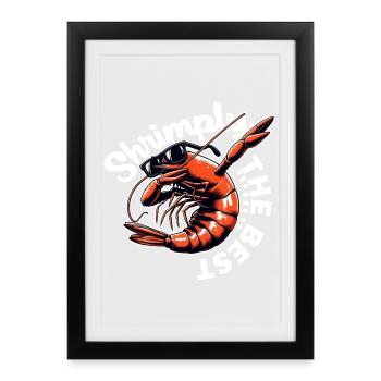 Crevette Pêcheur Cartoon Lunettes - Affiche encadrée (27 × 37 cm) - noir - Devant