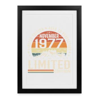 Novembre 1977 Anniversaire Rétro Unique - Affiche encadrée (27 × 37 cm) - noir - Devant