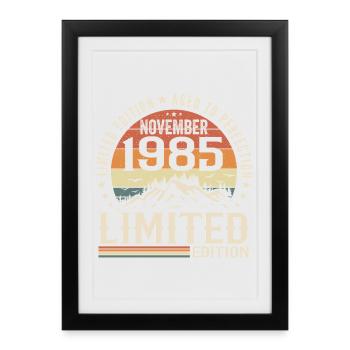 Novembre 1985 Anniversaire Rétro Unique - Affiche encadrée (27 × 37 cm) - noir - Devant