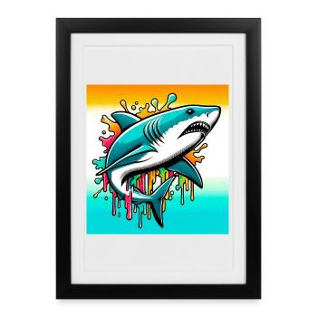 Shark - Framed poster (27 × 37 cm) - black - Front