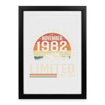 Novembre 1982 Anniversaire Rétro Unique - Affiche encadrée (27 × 37 cm) - noir - Devant