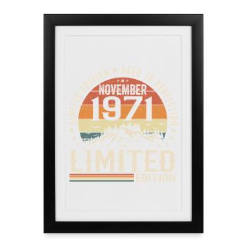 Novembre 1971 Anniversaire Rétro Unique - Affiche encadrée (27 × 37 cm) - noir - Devant