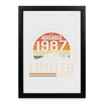 Novembre 1987 Anniversaire Rétro Unique - Affiche encadrée (27 × 37 cm) - noir - Devant