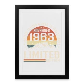 Novembre 1963 Anniversaire Rétro Unique - Affiche encadrée (27 × 37 cm) - noir - Devant