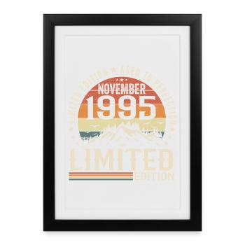 Novembre 1995 Anniversaire Rétro Unique - Affiche encadrée (27 × 37 cm) - noir - Devant