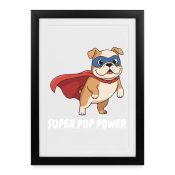 Cape de chien super-héros - Affiche encadrée (27 × 37 cm) - noir - Devant