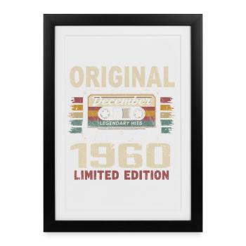 Cadeau D'anniversaire Décembre 1960 - Affiche encadrée (27 × 37 cm) - noir - Devant