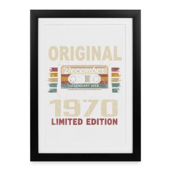 Cadeau D'anniversaire Décembre 1970 - Affiche encadrée (27 × 37 cm) - noir - Devant