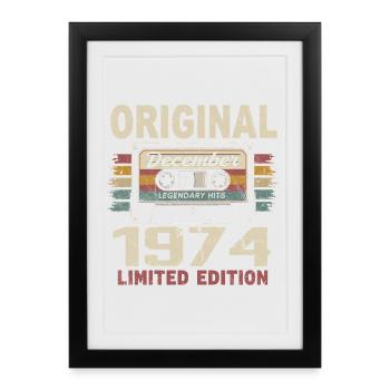Cadeau D'anniversaire Décembre 1974 - Affiche encadrée (27 × 37 cm) - noir - Devant