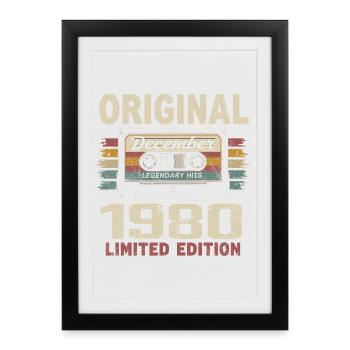 Cadeau D'anniversaire Décembre 1980 - Affiche encadrée (27 × 37 cm) - noir - Devant