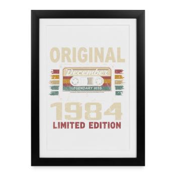 Cadeau D'anniversaire Décembre 1984 - Affiche encadrée (27 × 37 cm) - noir - Devant