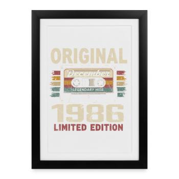 Cadeau D'anniversaire Décembre 1986 - Affiche encadrée (27 × 37 cm) - noir - Devant