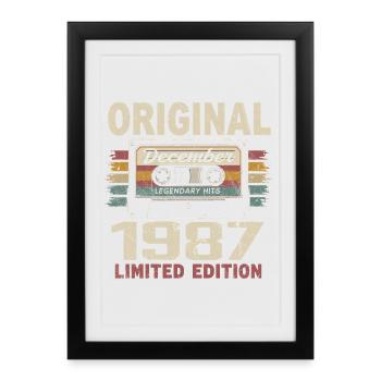 Cadeau D'anniversaire Décembre 1987 - Affiche encadrée (27 × 37 cm) - noir - Devant