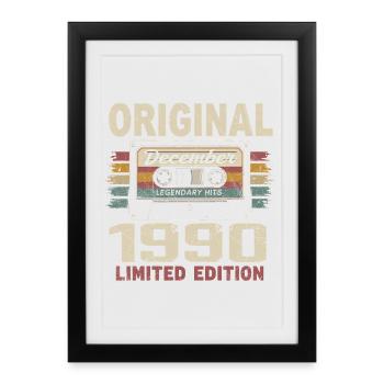 Cadeau D'anniversaire Décembre 1990 - Affiche encadrée (27 × 37 cm) - noir - Devant