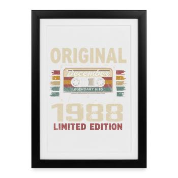 Cadeau D'anniversaire Décembre 1988 - Affiche encadrée (27 × 37 cm) - noir - Devant