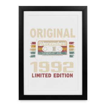 Cadeau D'anniversaire Décembre 1992 - Affiche encadrée (27 × 37 cm) - noir - Devant