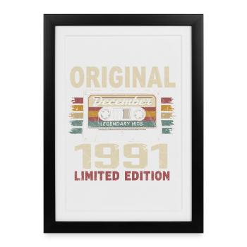 Cadeau D'anniversaire Décembre 1991 - Affiche encadrée (27 × 37 cm) - noir - Devant