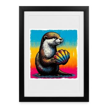loutre - Affiche encadrée (27 × 37 cm) - noir - Devant