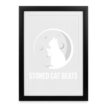 stonedCatBeats_YT_White_Transparent_800x800 - Framed poster (27 × 37 cm) - black - Front