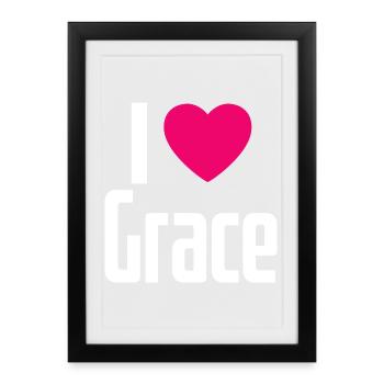 I Love Grace Pink Heart I Love Grace - Framed poster (27 × 37 cm) - black - Front
